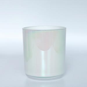 White Iridescent candle jar